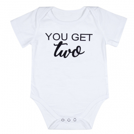 Body pentru Gemeni, 0-3 luni, Nou nascut, Newborn,  Body din Bumbac, Alb, 2 bucati [3]