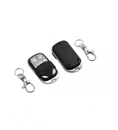Telecomanda universala cu invatare, placa frontala din metal, 4 butoane, cod fix, 433Mhz, pentru poarta electrica, garaj si prize, 12 V, patrata, Negru- Argintiu [2]