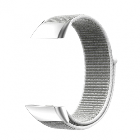 Huawey Honor Band 6 - Curea din material textil cu arici compatibila Huawei Band 6/ Honour Band 6 Smartwatch, Quick Release, Alb