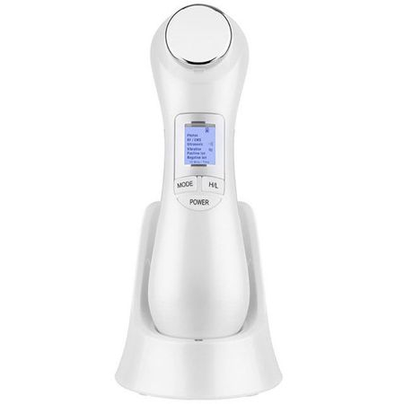 Aparat Cosmetic Terapie Fotonica Faciala 6 in 1 LED RF, Lifting, Reintinerire, vibratii EMS, Microcurent, Mezoterapie, Alb [1]