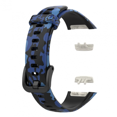 Huawey Honor Band 6 - Curea silicon compatibila Huawei Band 6/ Honour Band 6 Smartwatch, Quick Release, Albastru Camuflaj
