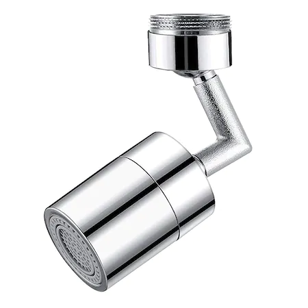 Adaptor universal atasabil la robinet pivotant cu cot rotire 720 , functie economizor filtrare antistropire , Dimensiune M22 mama cu adaptor M23 tata, Argintiu [1]