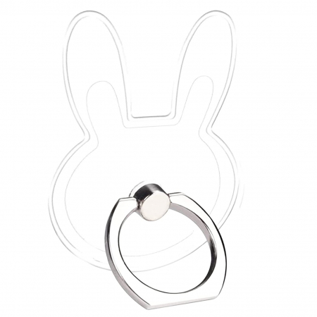 Diverse - Suport Adeziv Stand universal, pentru spate telefon, tip inel ring pe deget 360 , forma de iepure , Transparent