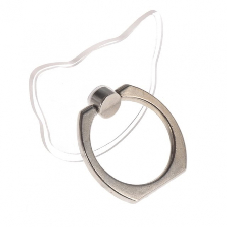 Suport Adeziv Stand universal, pentru spate telefon, tip inel ring pe deget 360 , forma de Pisica cat, Transparent [1]