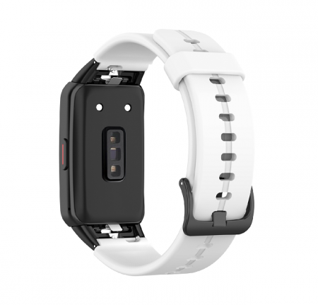 Curea silicon compatibila Huawei Band 6/ Honour Band 6 Smartwatch, Quick Release, Alb [2]