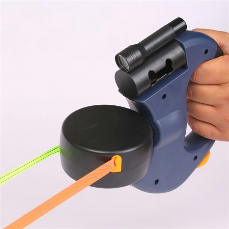 Lesa dubla retractabila cu lanterna si suport de pungi, rotire 360 de grade, 3m, din Nailon, multicolor [1]