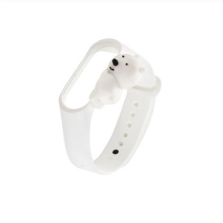 Accesorii bratari fitness - Bratara de schimb din silicon, pentru Xiaomi Mi Band 3 / 4, Urs Alb
