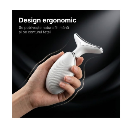 Aparat Lifting Facial și Gât PHN Mag™, EMS + LED 7 Culori, Masaj Anti-Rid, Încălzire 45°C, Reducere Riduri, Îmbunătățire Elasticitate Piele, Alb [9]