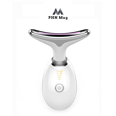 Aparat Lifting Facial și Gât PHN Mag™, EMS + LED 7 Culori, Masaj Anti-Rid, Încălzire 45°C, Reducere Riduri, Îmbunătățire Elasticitate Piele, Alb [1]