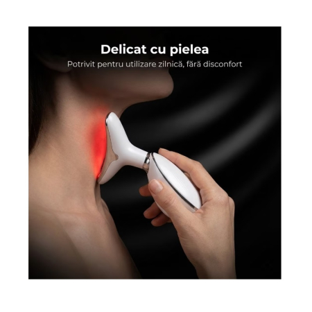 Aparat Lifting Facial și Gât PHN Mag™, EMS + LED 7 Culori, Masaj Anti-Rid, Încălzire 45°C, Reducere Riduri, Îmbunătățire Elasticitate Piele, Alb [7]