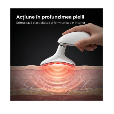 Aparat Lifting Facial și Gât PHN Mag™, EMS + LED 7 Culori, Masaj Anti-Rid, Încălzire 45°C, Reducere Riduri, Îmbunătățire Elasticitate Piele, Alb [13]