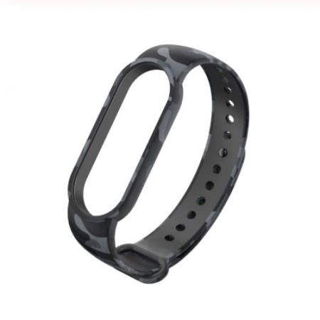 Accesorii bratari fitness - Bratara din silicon, compatibil Xiaomi Mi Band 5, Negru Black Army