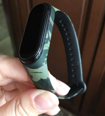 Bratara de schimb din silicon, pentru Xiaomi Mi Band 3 / 4, Green Army [1]