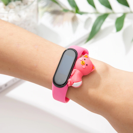 Bratara de schimb din silicon, pentru Xiaomi Mi Band 3 / 4, Porc Roz [2]