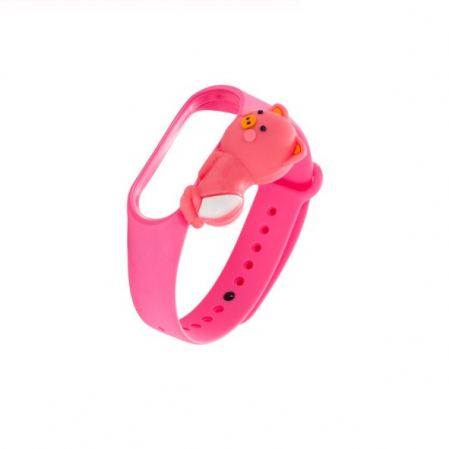Bratara de schimb din silicon, pentru Xiaomi Mi Band 3 / 4, Porc Roz [1]