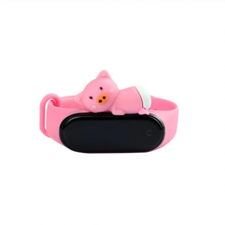 Bratara de schimb din silicon, pentru Xiaomi Mi Band 3 / 4, Porc Roz [5]