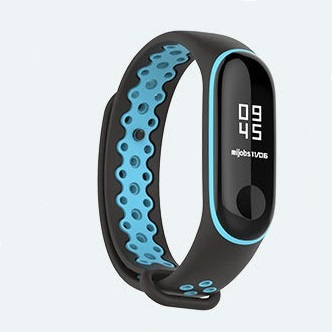 Bratara de schimb din silicon, pentru Xiaomi Mi Band 3 / Mi Band 4, Negru Albastru [1]