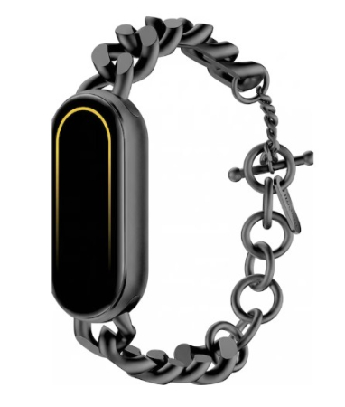 MI band 8/9/10 - Bratara din metal cu catarama de ceas, compatibil Xiaomi Mi Band 8 / Mi Band 9 / Mi Band 10, PHN Mag, Negru Metalizat