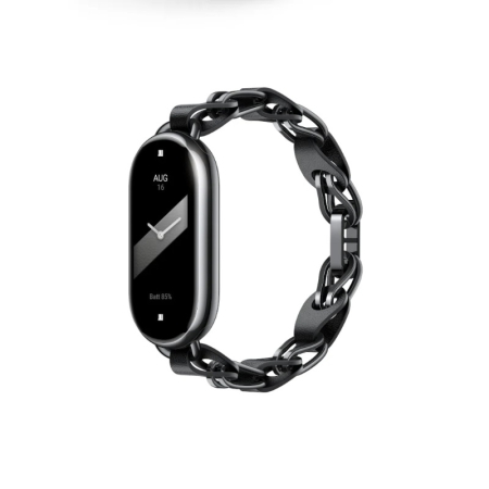 Bratara din metal cu piele, compatibil Xiaomi Mi Band 8 / Mi Band 9 / Mi Band 10, Negru [4]