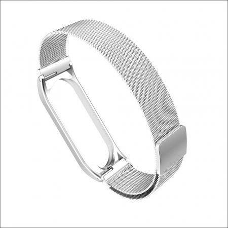Bratara din otel inoxidabil, compatibil Xiaomi Mi Band 5 / 6, Inchidere magnetica, Argintiu [2]