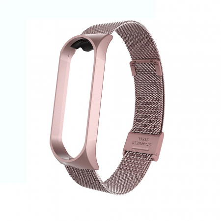Bratara din otel inoxidabil, compatibil Xiaomi Mi Band 5, Inchidere de ceas, Roz [3]