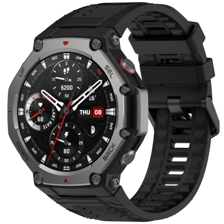 Bratara din silicon compatibil Amazfit T-REX 3 - Negru, PHN Mag [6]