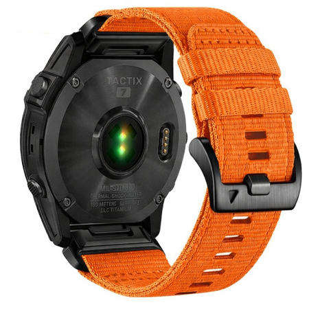Garmin - Bratara Quick Release 22mm din material textil pentru smartwatch 1:1 Garmin Fenix 5, Fenix 6, Fenix 7, Fenix 6 Pro, Fenix 6 Pro Sapphire Edition, Forerunner 935, Forerunner 945,PHN Mag - Portocaliu