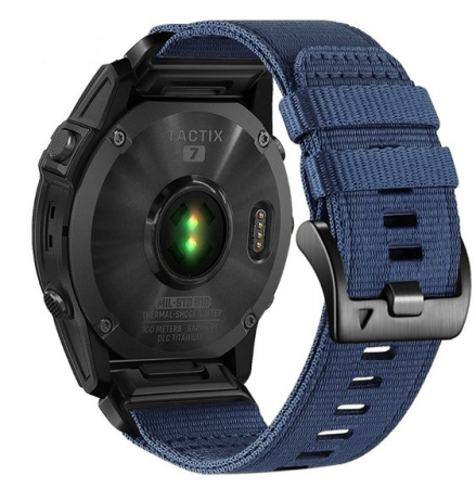Curea Garmin 22mm - Bratara Quick Release 22mm din material textil pentru smartwatch 1:1 Garmin Fenix 5, Fenix 6, Fenix 7, Fenix 6 Pro, Fenix 6 Pro Sapphire Edition, Forerunner 935, Forerunner 945,PHN Mag - Albastru