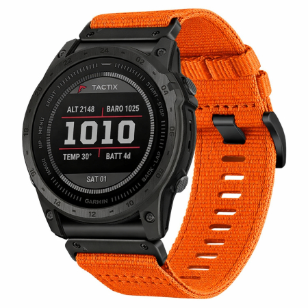 Bratara Quick Release 22mm din material textil pentru smartwatch 1:1 Garmin Fenix 5, Fenix 6, Fenix 7, Fenix 6 Pro, Fenix 6 Pro Sapphire Edition, Forerunner 935, Forerunner 945,PHN Mag - Portocaliu [2]