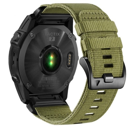 Garmin - Bratara Quick Release 22mm din material textil pentru smartwatch 1:1 Garmin Fenix 5, Fenix 6, Fenix 7, Fenix 6 Pro, Fenix 6 Pro Sapphire Edition, Forerunner 935, Forerunner 945,PHN Mag - Verde