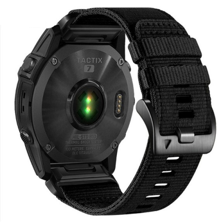 Curea Garmin 22mm - Bratara Quick Release 22mm din material textil pentru smartwatch 1:1 Garmin Fenix 5, Fenix 6, Fenix 7, Fenix 6 Pro, Fenix 6 Pro Sapphire Edition, Forerunner 935, Forerunner 945,PHN Mag - Negru