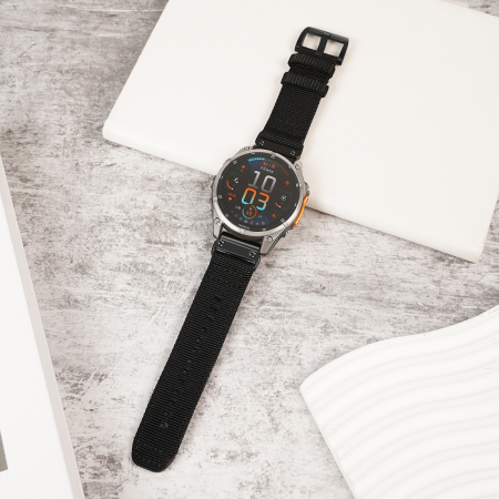 Bratara Quick Release 26mm material textil pentru smartwatch Garmin Fenix 6X / 6x pro/ 5x / 5x Puls / Fenix 3 / 3 HR / 3 sapphire / Fenix 7X/ Fenix 7X PRO/ Tactix Bravo / Descent Mk1, Negru [3]