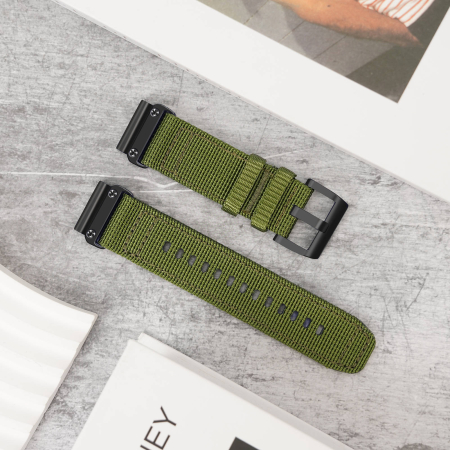 Bratara Quick Release 22mm din material textil pentru smartwatch Garmin Fenix 5, Fenix 6, Fenix 7, Tactix 7, Fenix 6 Pro, Fenix 6 Pro Sapphire Edition, Forerunner 935, Forerunner 945,PHN Mag – Verde [1]