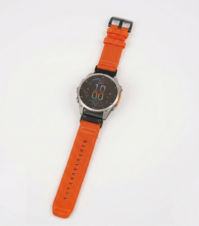 Bratara Quick Release 22mm din material textil pentru smartwatch Garmin Fenix 5, Fenix 6, Fenix 7, Tactix 7, Fenix 6 Pro, Fenix 6 Pro Sapphire Edition, Forerunner 935, Forerunner 945,PHN Mag Portocali [3]