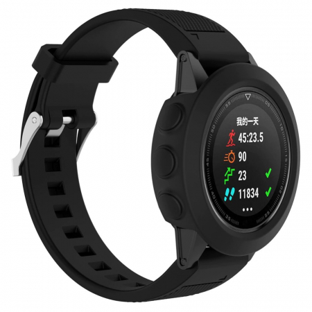 Carcasa de protectie din silicon compatibila Garmin Fenix 5, protectie smartwatch, negru. [2]
