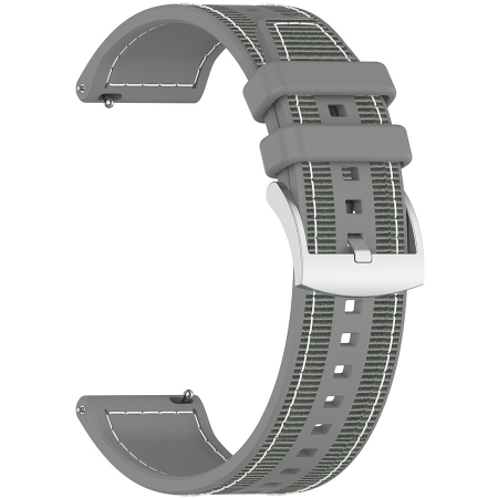 Accesorii Smartwatch - Curea 22mm Compatibila cu Huawei Watch GT4 46mm, Exterior Textil - Interior Silicon, Sistem Quick Release, Catarama Clasica, PHN Mag, Gri
