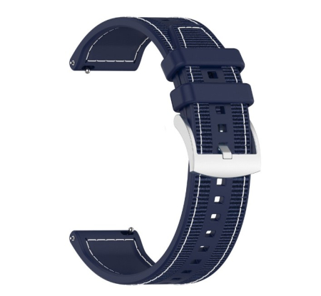Accesorii Smartwatch - Curea 22mm Compatibila cu Huawei Watch GT4 46mm, Exterior Textil - Interior Silicon, Sistem Quick Release, Catarama Clasica, PHN Mag, Midnightblue