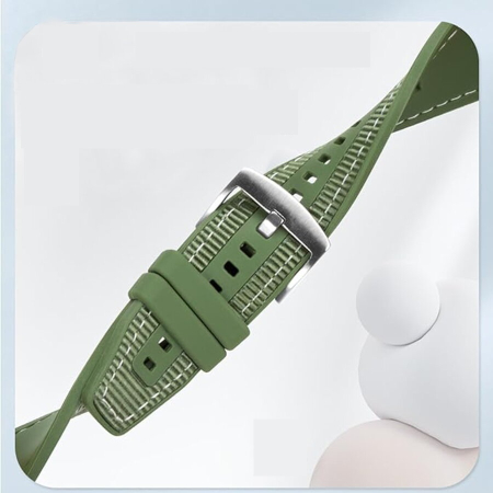 Curea 22mm Compatibila cu Huawei Watch GT4 46mm, Exterior Textil - Interior Silicon, Sistem Quick Release, Catarama Clasica, PHN Mag, Verde [1]
