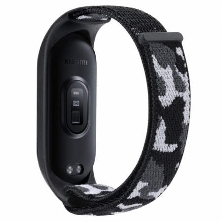 Curea Bratara Fitness compatibil Xiaomi Mi Band 3 / 4 / 5 / 6, PHN Mag, din material textil cu arici rezistenta la apa, Negru Armata [1]