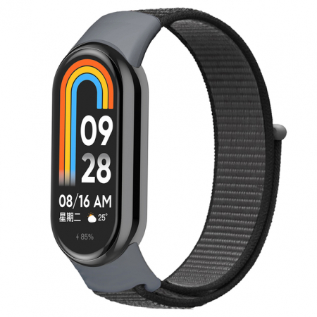 MI band 8/9 - Curea Bratara Fitness compatibil Xiaomi Mi Band 8/9, PHN Mag, din material textil cu arici rezistenta la apa, Gri