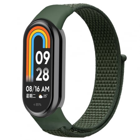 Curea Bratara Fitness compatibil Xiaomi Mi Band 8/9, PHN Mag, din material textil cu arici rezistenta la apa, Verde Armata [1]