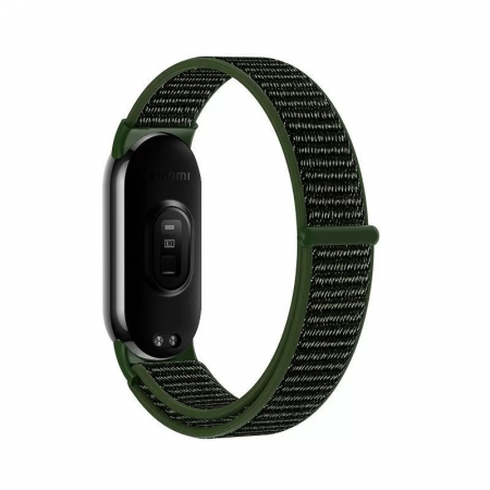 Curea Bratara Fitness compatibil Xiaomi Mi Band 8/9, PHN Mag, din material textil cu arici rezistenta la apa, Verde Armata [2]