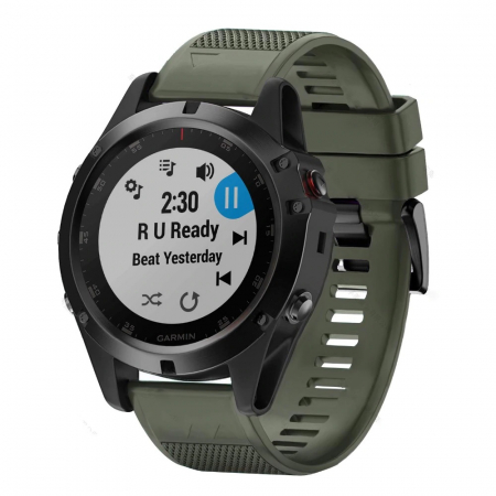 Curea Bratara Quick Release pentru smartwatch Garmin Fenix 5, 5S , Fenix 6, Fenix 6 Pro, Fenix 6 Pro Sapphire Edition, Forerunner 935, Forerunner 945, 22 mm , Green Army cu surubelnita inclusa [3]