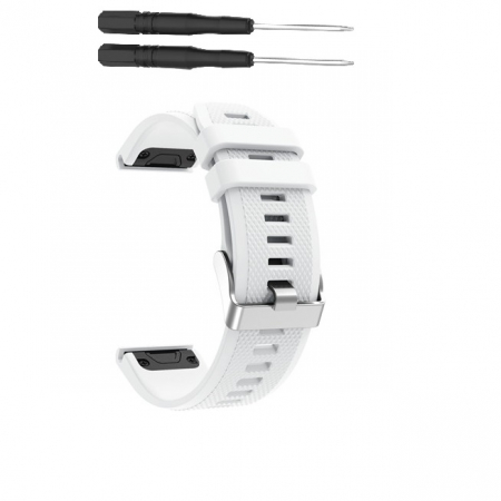 Curea Bratara Quick Release pentru smartwatch Garmin Fenix 6 / 6X / 6x pro solar / 5 / 5S / 5x / 5x Puls / Fenix 3 / 3 HR / 3 sapphire / D2 Bravo / Quaitx3 / Tactix Bravo / Descent Mk1 , 26 mm , Alb c [2]
