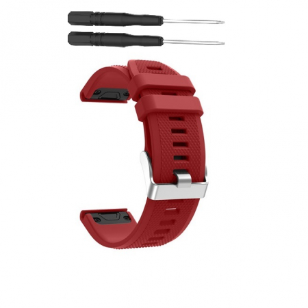 Curea Bratara Quick Release pentru smartwatch Garmin Fenix 6 / 6X / 6x pro solar / 5x / 5x Puls / Fenix 3 / 3 HR / 3 sapphire / D2 Bravo / Quaitx3 / Tactix Bravo / Descent Mk1 , 26 mm , Rosu [2]