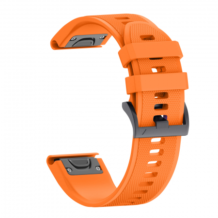 Garmin - Curea Bratara Quick Release pentru smartwatch Garmin Fenix 6X/6x pro, solar-5x/5x Puls, Fenix 3, 3 HR, 3 sapphire, D2 Bravo, Quaitx3, Tactix Bravo, Descent Mk1, 22 mm, Portocaliu cu surubelnita inclus