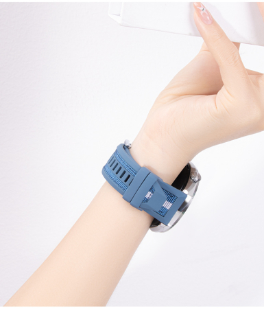 Curea Ceas pentru Huawei Watch GT6 Pro, 22mm Silicon cu Insertie Textila Albastru / Blue, Hibrida, 46mm [3]