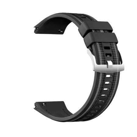 Curea Ceas pentru Huawei Watch GT6 Pro, 22mm Silicon cu Insertie Textila Negru/Black, Hibrida, 46mm [1]