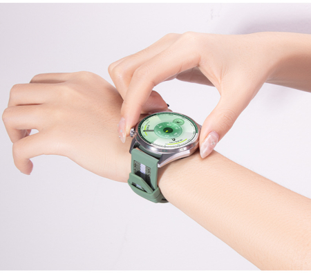 Curea Ceas pentru Huawei Watch GT6 Pro, 22mm Silicon cu Insertie Textila Verde/Greens, Hibrida, 46mm [2]