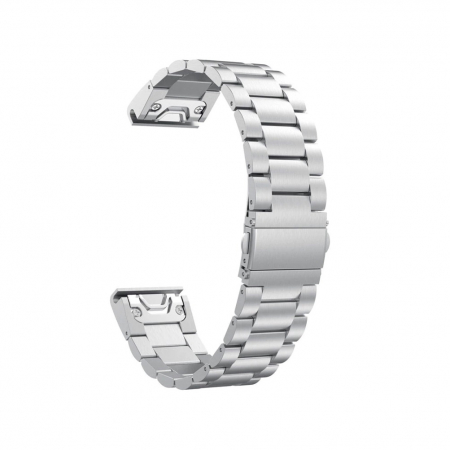Garmin - Curea compatibila Garmin Fenix 6X / 6x pro solar/ 5x / 5x Puls / Fenix 3 / 3 HR / 3 sapphire / D2 Bravo / Quaitx3 / Tactix Bravo / Descent Mk1, 26 mm, din otel inoxidabil cu sistem Quick release smart